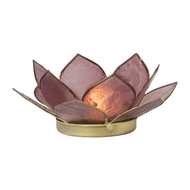 Theelichthouder lotus - paars - ø10x4 cm