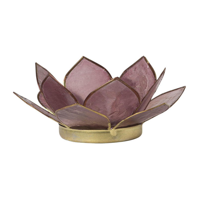 Theelichthouder lotus - paars - ø10x4 cm 