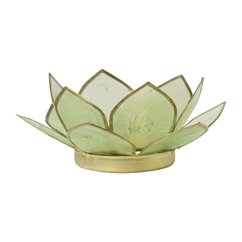 Theelichthouder lotus - groen - ø10x4 cm 