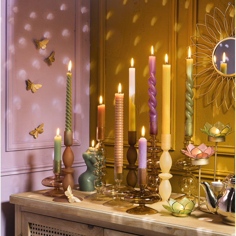 Theelichthouder lotus - groen - ø10x4 cm 