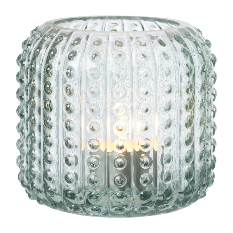 Waxinelichthouder dots - blauw - ø10x9.5 cm