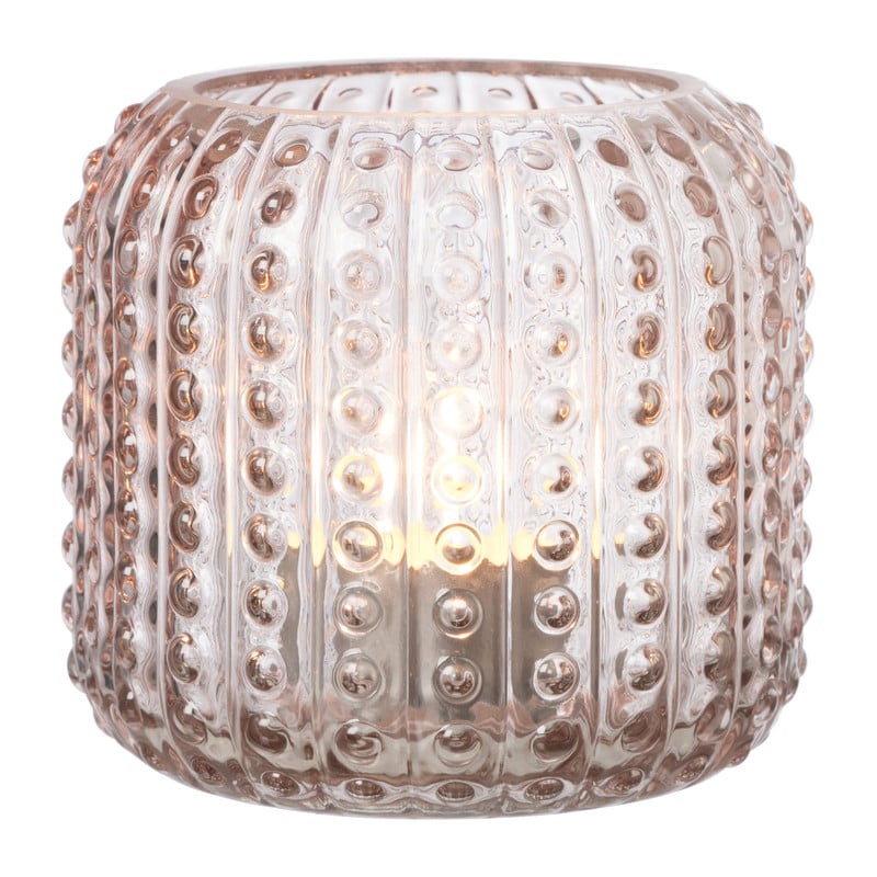 Waxinelichthouder dots - roze - ø10x9.5 cm