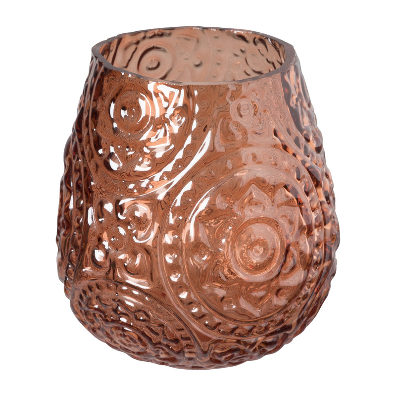 Theelichthouder bohemian - donkerroze - ø11x12 cm