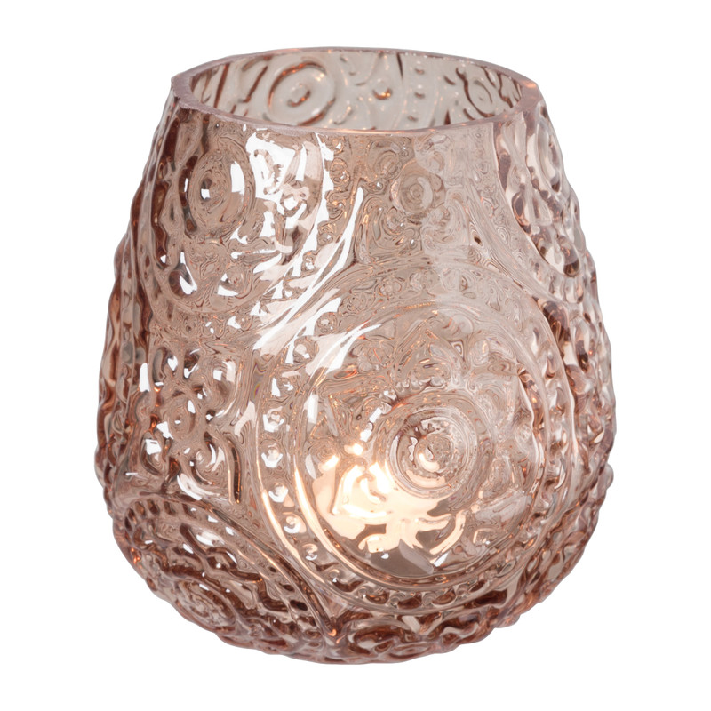 Waxinelichthouder bohemian - lichtroze - ø11x12 cm