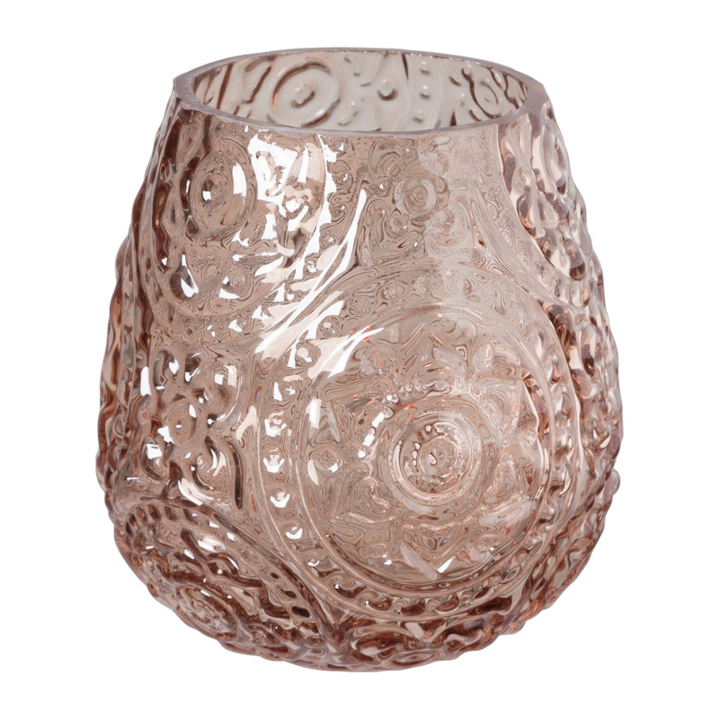 Waxinelichthouder bohemian - lichtroze - ø11x12 cm