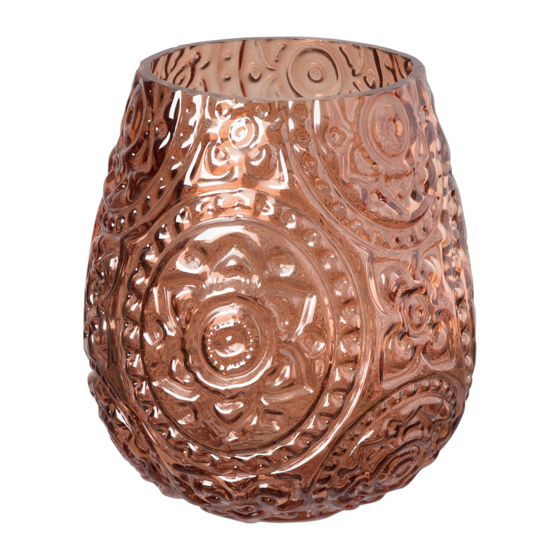 Theelichthouder bohemian - donkerroze - ø12.5x14.5 cm