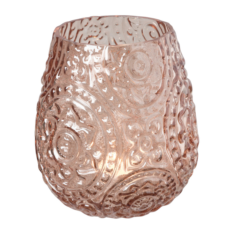 Theelichthouder bohemian - lichtroze - ø12.5x14.5 cm