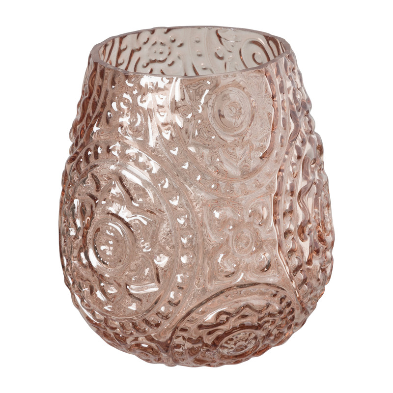 Theelichthouder bohemian - lichtroze - ø12.5x14.5 cm