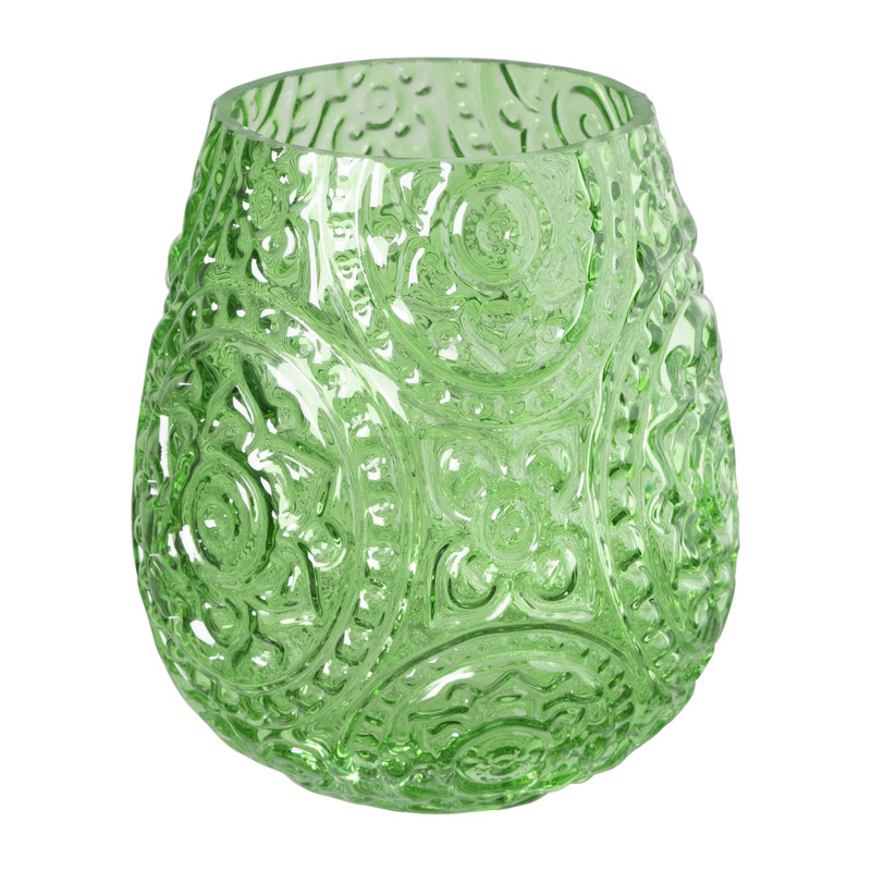 Theelichthouder bohemian - groen - ø12.5x14.5 cm