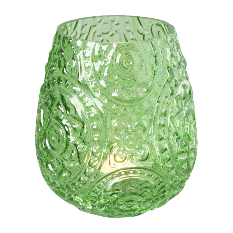 Theelichthouder bohemian - groen - ø12.5x14.5 cm
