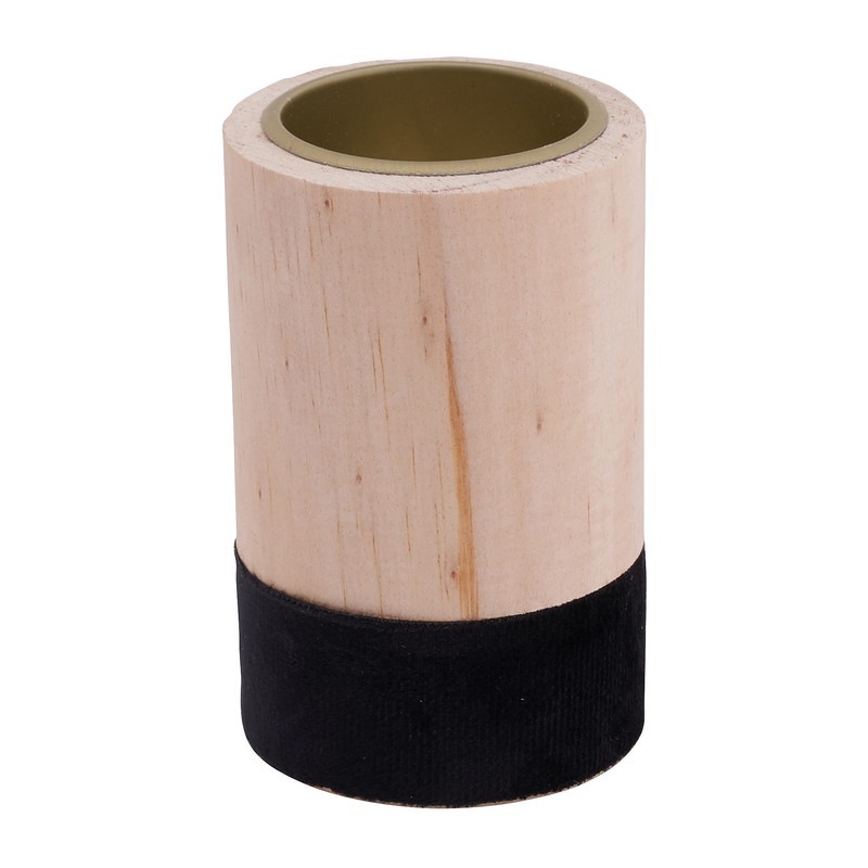 Theelichthouder hout/zwart - klein - Ø5.5x9 cm 