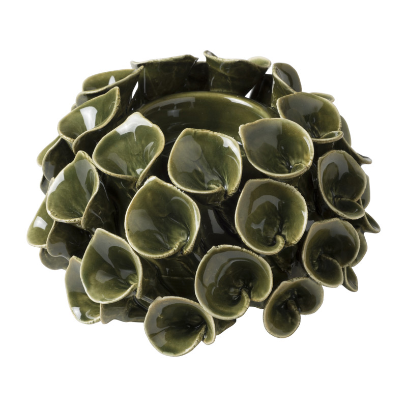 Theelichthouder Krullen - groen - 14x13.7x8.8 cm 