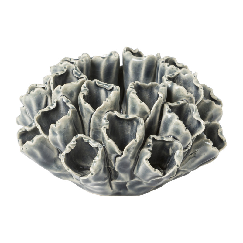 Theelichthouder koraal - grijs - ø11.8x7 cm