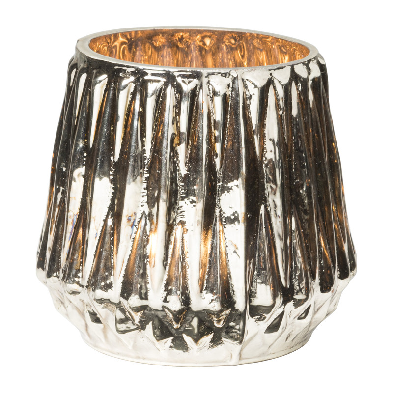 Waxinelichthouder lijnen - goud - ø7x9 cm