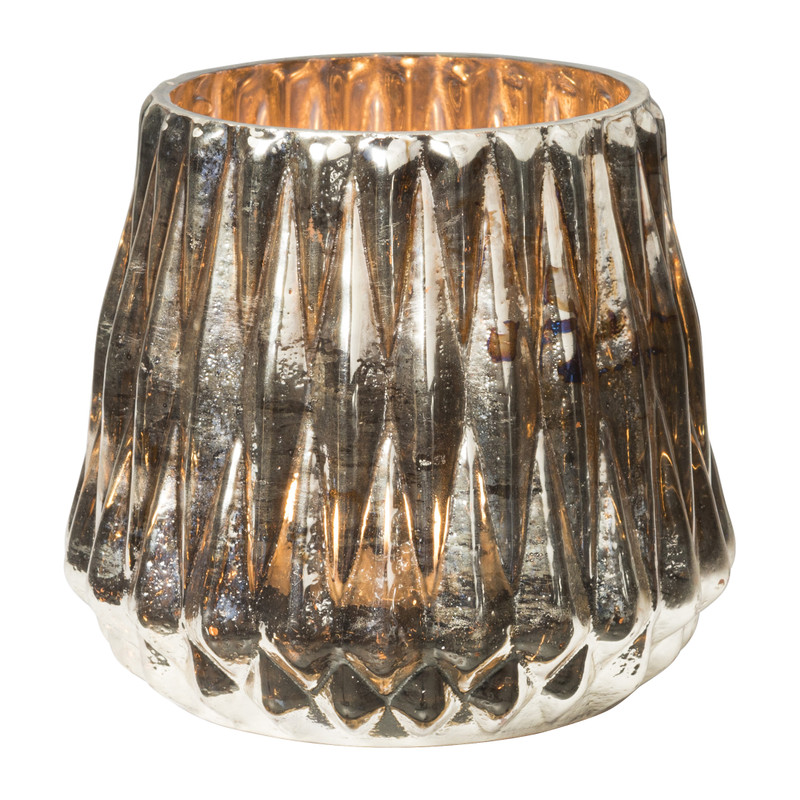 Theelichthouder Lijn middel - goudkleurig - ø8,5x11 cm