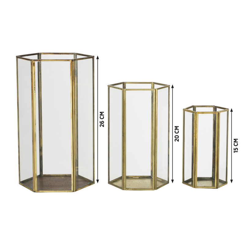 Glazen waxinelichthouder - goudkleurig - 26 cm