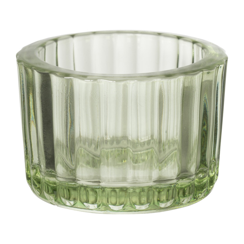 Theelichthouder ribbel - groen - ø5x3.7 cm