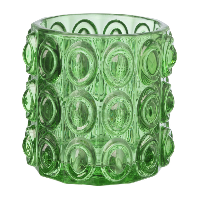 Waxinelichthouder bubbel groen ø7.5x6.8 cm
