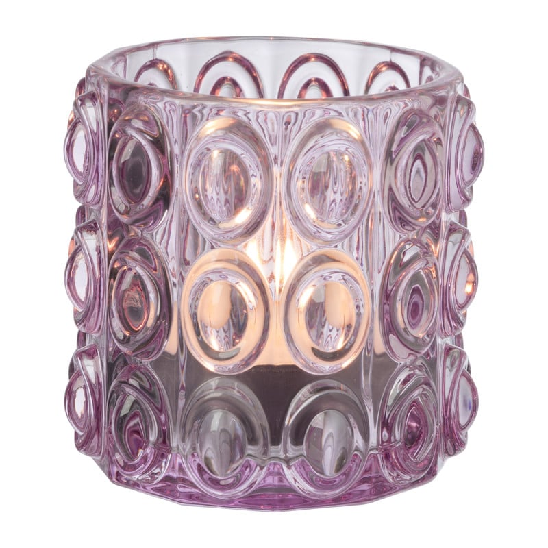 Waxinelichthouder bubbel - paars - ø7.5x6.8 cm
