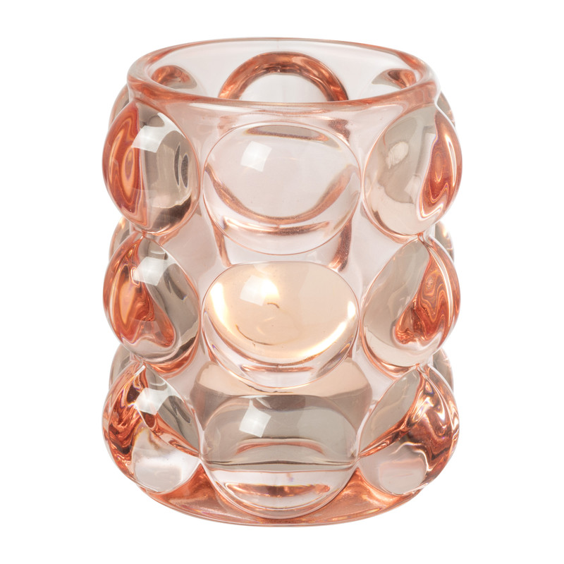 Theelichthouder bubbels - roze - ø8.5x9 cm