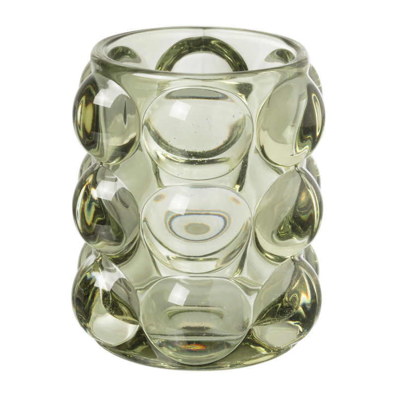 Theelichthouder bubbels - groen - ø8.5x9 cm 