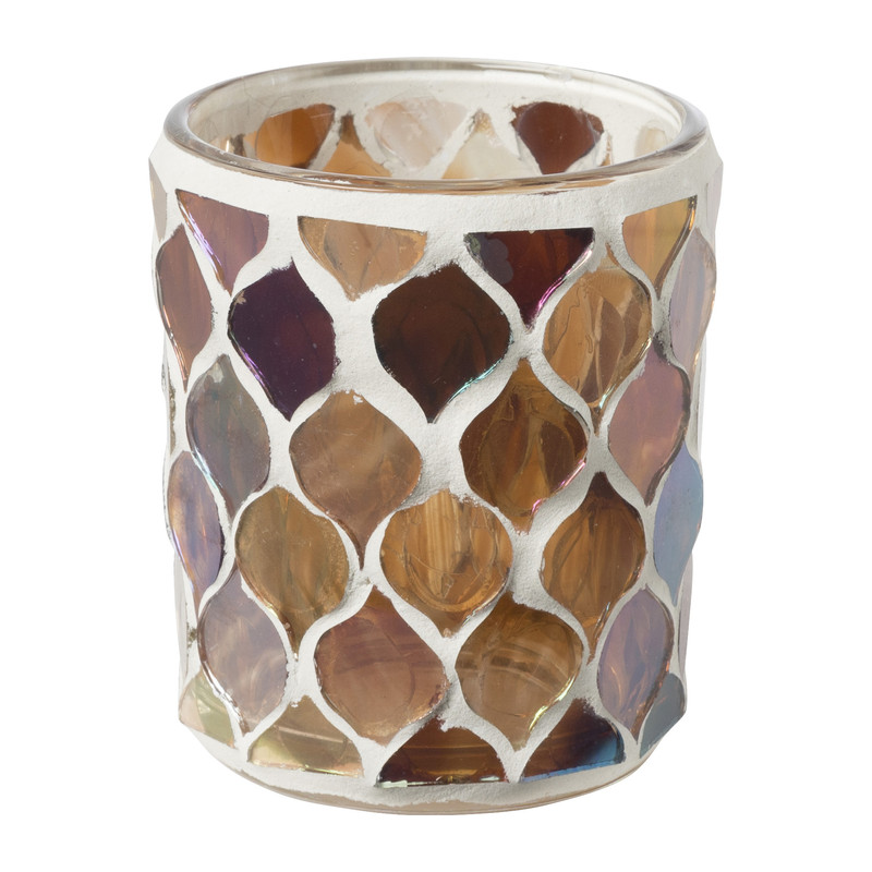 Theelichthouder mozaiek - multikleur - ø7x6 cm 