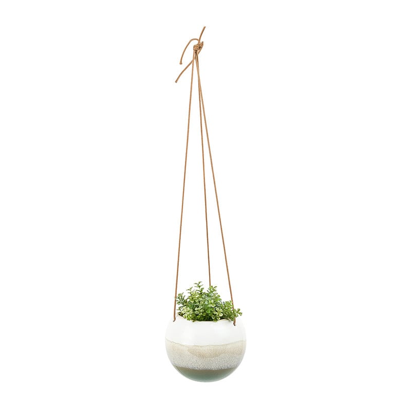 Hangpot keramisch - wit/groen - ø13x 11.2 cm  