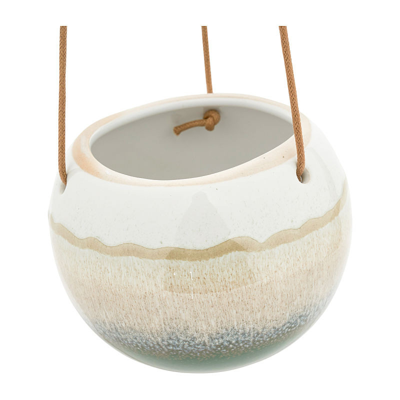 Hangpot keramisch - wit/groen - ø13x 11.2 cm  