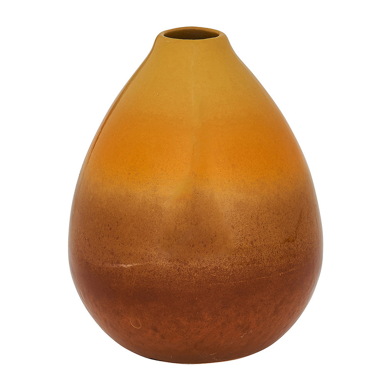Vaas bol - bruin/geel - 12.5 cm