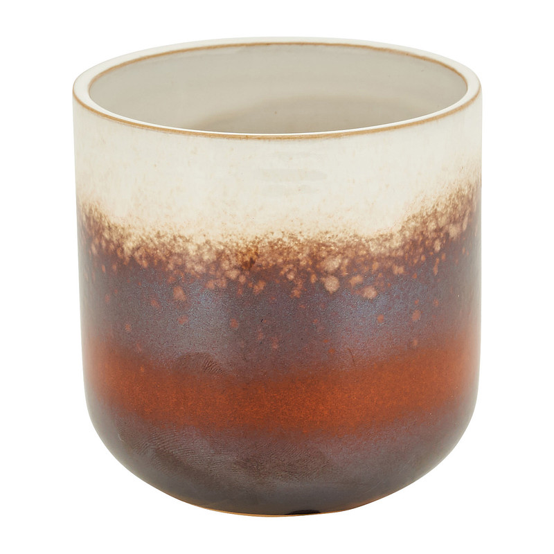 Vaas keramiek - bruin/wit - Ø9.2X9.5 cm