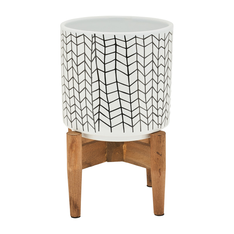 Plantenbak op pootjes - hokjes - ø15.5x21 cm