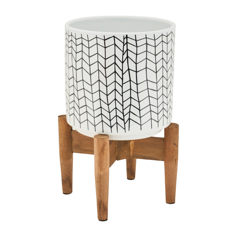 Plantenbak op pootjes - hokjes - ø15.5x21 cm