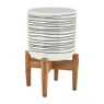 Plantenbak op pootjes - lijntjes - ø15.5x21 cm