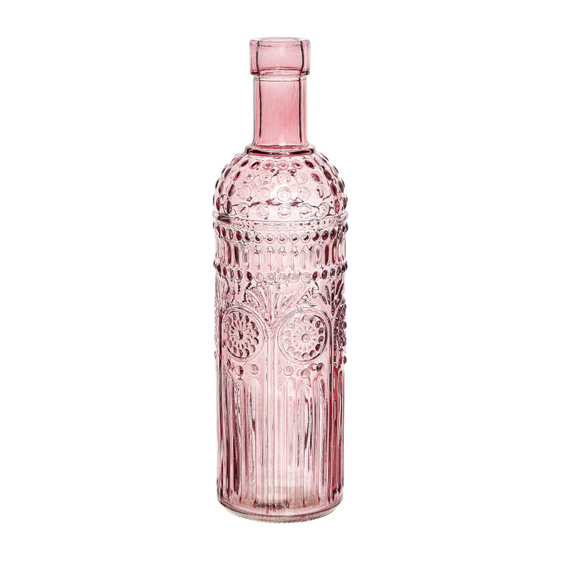 Flesvaas met reliëf  - roze - 24.5 cm 