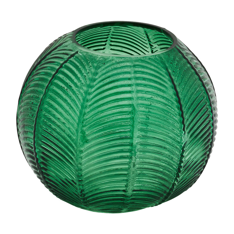 Vaas ribbel bol - groen - 13 cm 