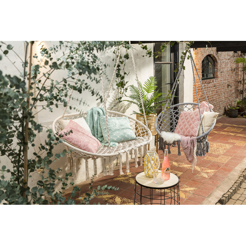 Vaas met touw - geel - 10x10x20 cm