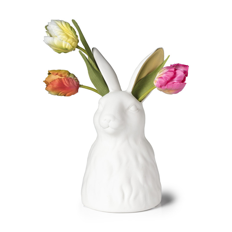 Vaas konijn - wit/goud - ⌀11.3x21.5 cm  