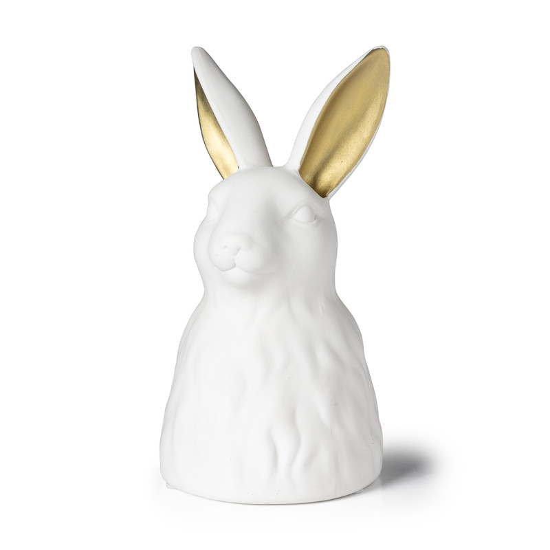 Vaas konijn - wit/goud - ⌀11.3x21.5 cm  