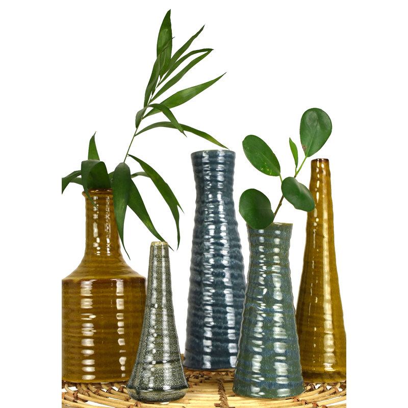 Vaas stoneware - grijs - 18 cm