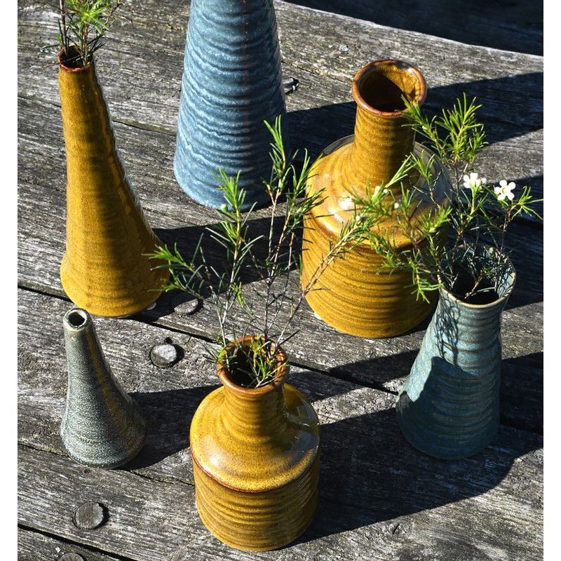 Vaas stoneware - grijs - 18 cm