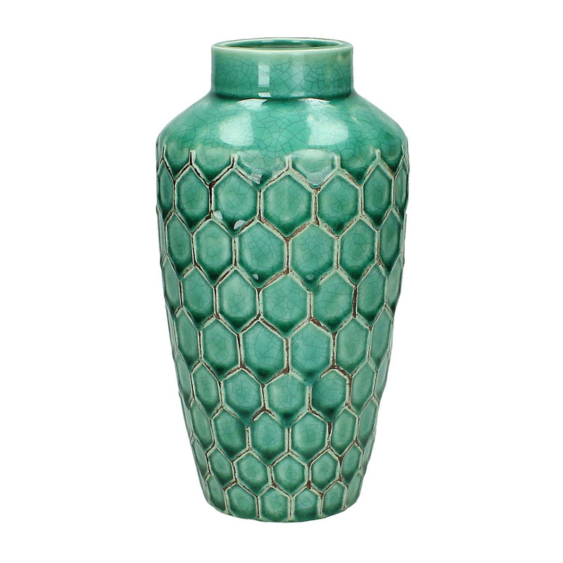 Vaas stoneware - petrol - 20 cm