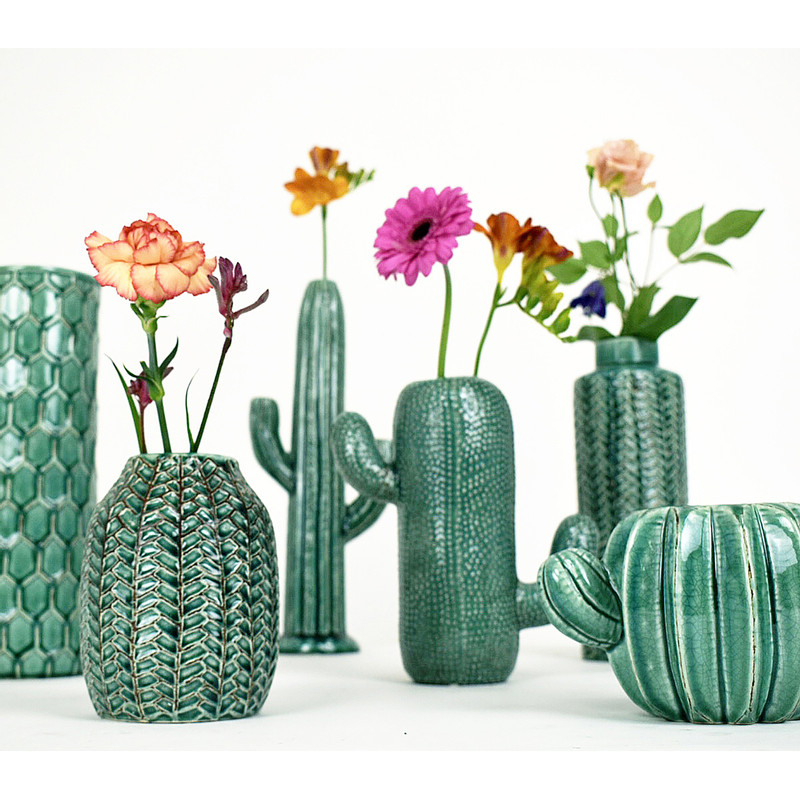 Vaas stoneware - petrol - 29 cm