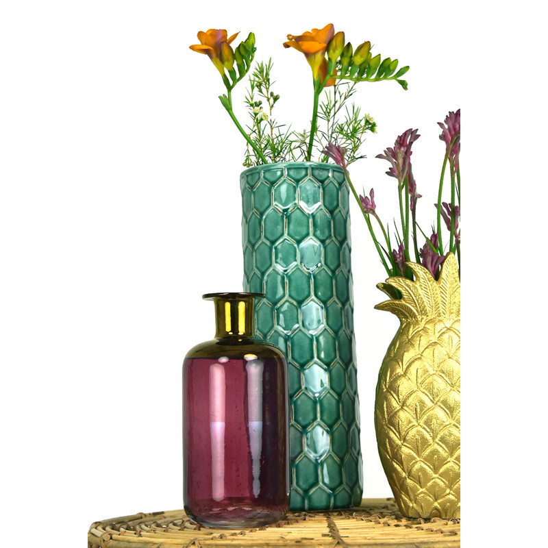 Vaas ananas - goud - 25 cm