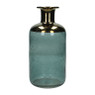 Glazen vaas - blauw/brons - 20,5 cm 