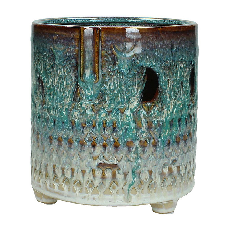 Plantenpot - blauw - 14x13,5x15 cm 