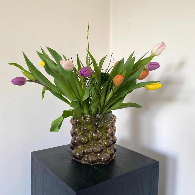 Vaas bubbels - grijs - ø17x15 cm