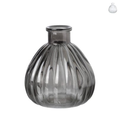 Vaasje ribbel glas - diverse kleuren - ø9x9 cm