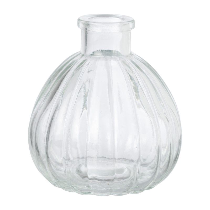 Vaasje ribbel glas - diverse kleuren - ø9x9 cm