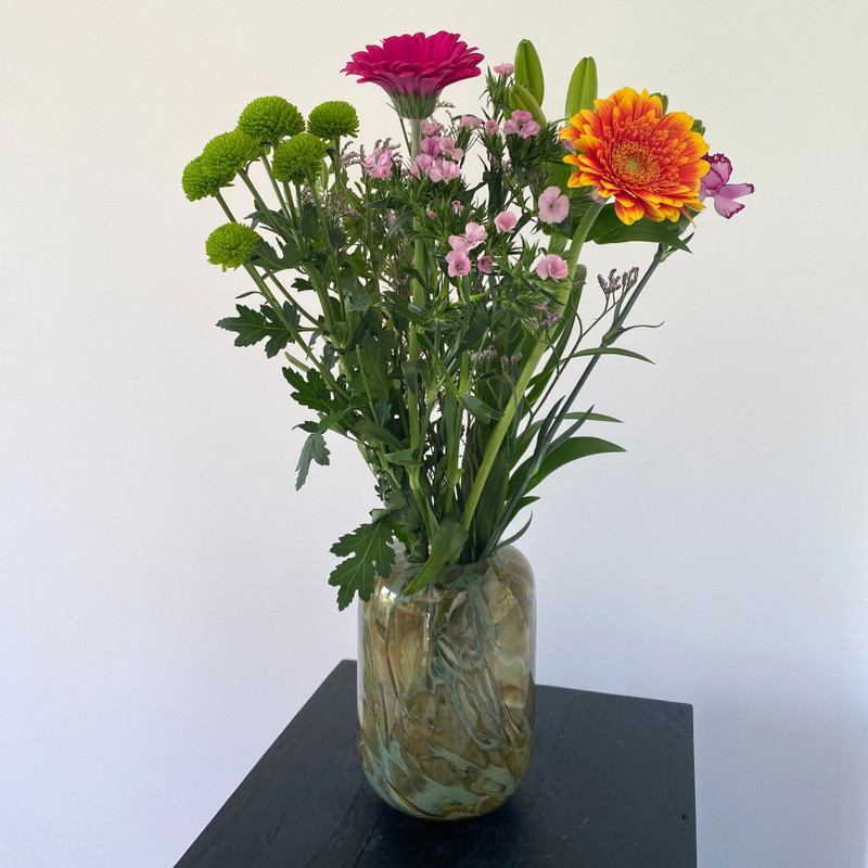 Vaas spikkels - groen - ø13x19 cm