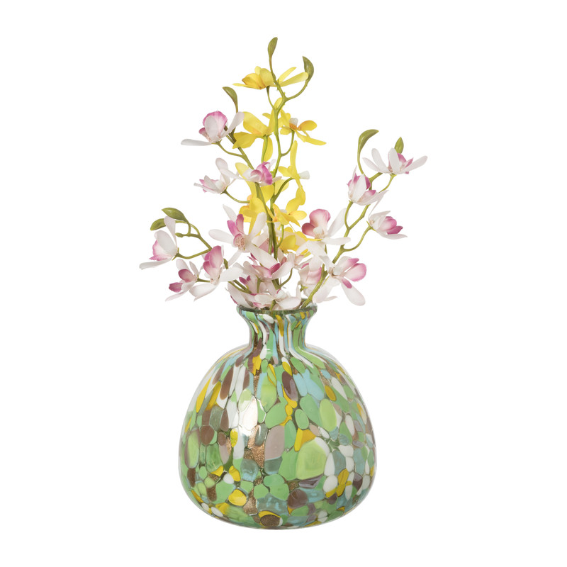 Vaas spikkels bol - groen - ø13x14 cm